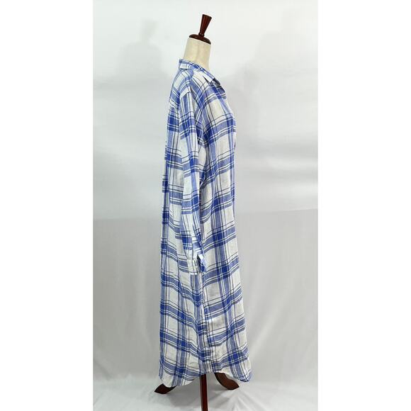 FRANK & EILEEN Sz L Large Plaid Linen Rory Maxi Shirt Dress - Picture 7 of 9